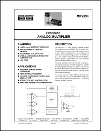 MPY534JD datasheet: Precision Analog Multiplier MPY534JD