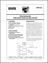 MPY534KH datasheet: Wide Bandwidth Precision Analog Multiplier MPY534KH