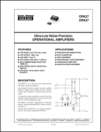 OPA37GP datasheet: Ultra-Low-Noise Precision Operational Amplifier OPA37GP