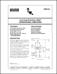 OPA121KU datasheet: Low Cost Precision Difet® Operational Amplifier OPA121KU