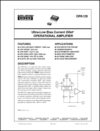 OPA129P datasheet: Ultra-Low Bias Current Difet® Operational Amplifier OPA129P