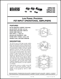 OPA130PA datasheet: Low Power, Precision FET-Input Operational Amplifiers OPA130PA