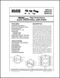 OPA134PA datasheet: SoundPlus™ High Performance Audio Operational Amplifiers OPA134PA