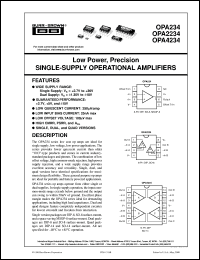 OPA234UA datasheet: Low Power, Precision Single-Supply Operational Amplifiers OPA234UA