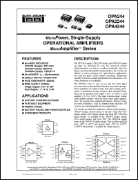 OPA244NA/250 datasheet: MicroPower Single-Supply Operational Amplifier MicroAmplifier™ Series OPA244NA/250