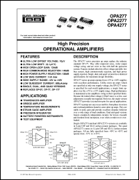 OPA2277U/2K5 datasheet: High Precision Operational Amplifiers OPA2277U/2K5