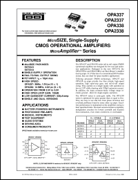OPA337UA datasheet: MicroSIZE, Single-Supply CMOS Operational Amplifier MicroAmplifier™ Series OPA337UA