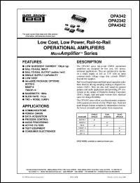 OPA342NA/250 datasheet: Single-Supply, Rail-to-Rail Operational Amplifiers MicroAmplifier™ Series OPA342NA/250