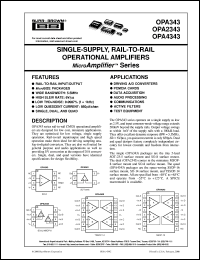 OPA343NA datasheet: Single-Supply, Rail-to-Rail Operational Amplifiers MicroAmplifier™ Series OPA343NA