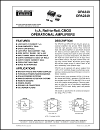 OPA349NA datasheet: 1µA, Rail-to-Rail, CMOS Operational Amplifiers OPA349NA