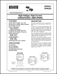 OPA551UA datasheet: High-Voltage, High-Current Operational Amplifiers OPA551UA