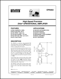OPA602SM datasheet: High-Speed Precision Difet® Operational Amplifier OPA602SM