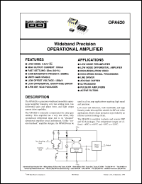 OPA620KU datasheet: Wideband Precision Operational Amplifier OPA620KU