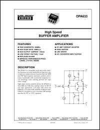 OPA633KP datasheet: High Speed Buffer Amplifier OPA633KP
