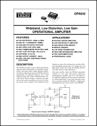 OPA642N/3K datasheet: Wideband Low Distortion Operational Amplifier OPA642N/3K