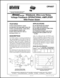 OPA687N/250 datasheet: SpeedPlus Wideband, Ultra-Low Noise, Voltage Feedback Operational Amplifier With Power Down OPA687N/250