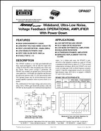 OPA687U/2K5 datasheet: SpeedPlus Wideband, Ultra-Low Noise, Voltage Feedback Operational Amplifier With Power Down OPA687U/2K5