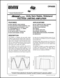 OPA688U/2K5 datasheet: SpeedPlus Unity Gain Stable, Wideband Voltage Limiting Amplifier OPA688U/2K5