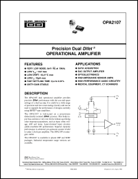 OPA2107AU datasheet: Precision Dual Difet® Operational Amplifier OPA2107AU