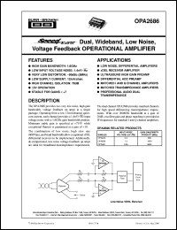 OPA2686U/2K5 datasheet: SpeedPlus Dual, Wideband, Low Noise, Voltage Feedback Operational Amplifier OPA2686U/2K5