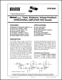 OPA3680E/250 datasheet: SpeedPlus Triple Wideband, Voltage Feedback Operational Amplifier With Disable OPA3680E/250