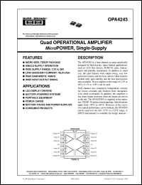 OPA4243EA/2K5 datasheet: Quad Operational Amplifier, MicroPower, Single-Supply OPA4243EA/2K5