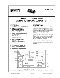 PCM1719E datasheet: SoundPlus™ Stereo Audio Digital-To-Analog Converter PCM1719E