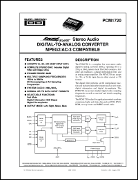 PCM1720E datasheet: SoundPlus™ Stereo Audio Digital-To-Analog Converter MPEG2/AC-3 Compatible PCM1720E