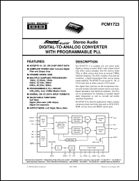 PCM1723E datasheet: SoundPlus™ Stereo Audio Digital-To-Analog Converter with Programmable PLL PCM1723E