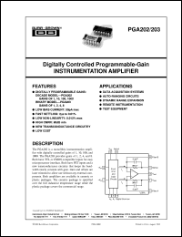 PGA203KP datasheet: Digitally Controlled Programmable-Gain Instrumentation Amp PGA203KP