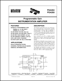 PGA204AU/1K datasheet: Digitally Programmable Gain Instrumentation Amp PGA204AU/1K