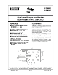 PGA206UA datasheet: High-Speed Programmable Gain Instrumentation Amplifier PGA206UA