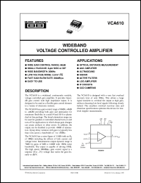 VCA610P datasheet: Wideband Voltage Controlled Amplifier VCA610P