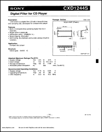 CXD1244S datasheet: Digital filter for CD player CXD1244S