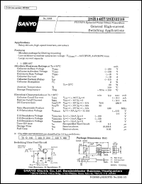 2SB1467 datasheet: PNP epitaxial planar silicon transistor, high-current switching application 2SB1467