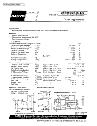 2SD1196 datasheet: NPN planar silicon darlington transistor, driver application 2SD1196