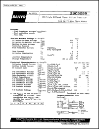 2SC3089 datasheet: NPN triple diffused planar silicon transistor, for switching regulator 2SC3089