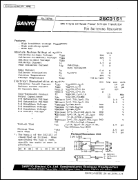 2SC3151 datasheet: NPN triple diffused planar silicon transistor, for switching regulator 2SC3151