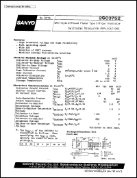 2SC3752 datasheet: NPN triple diffused planar silicon transistor, switching regulator application 2SC3752