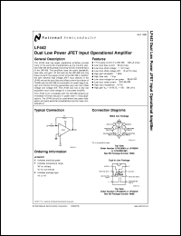 LF442MWC datasheet: Dual Low Power JFET Input Operational Amplifier LF442MWC