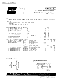2SD894 datasheet: NPN epitaxial planar silicon transistor, driver application 2SD894