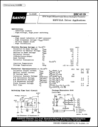 2SC4119 datasheet: NPN triple diffused planar silicon transistor, 800V/15A driver application 2SC4119