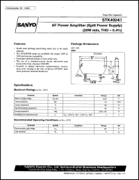 STK4024II datasheet: AF power (20W) amplifier STK4024II