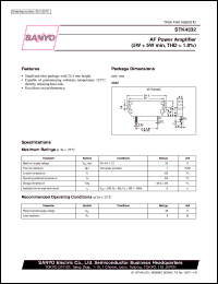 STK4332 datasheet: AF power amplifier (5W + 5W) STK4332