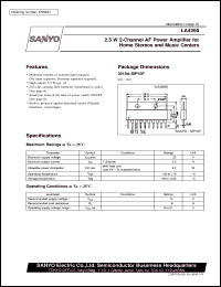 LA4260 datasheet: 2,5W 2-channel AF power amplifier for stereo music center LA4260