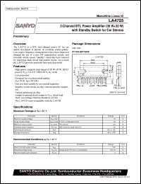 LA4725 datasheet: 2-channel BTL power amplifier (30W + 30W) with standby switch for car stereo LA4725