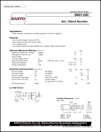 SB07-03N datasheet: Schottky barier diode, 30V/700mA rectifier SB07-03N