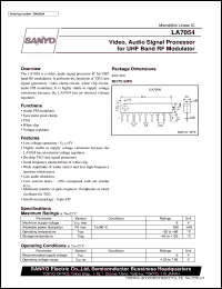 LA7054 datasheet: Video, audio signal processor for UHF band RF modulator LA7054
