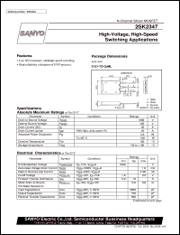2SK2347 datasheet: N-channel silicon MOSFET, high-voltage, high-speed switching application 2SK2347