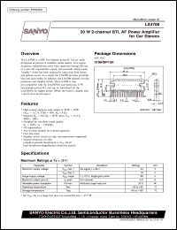 LA4708 datasheet: 20W 2-channel BTL AF power amplifier for car stereo LA4708